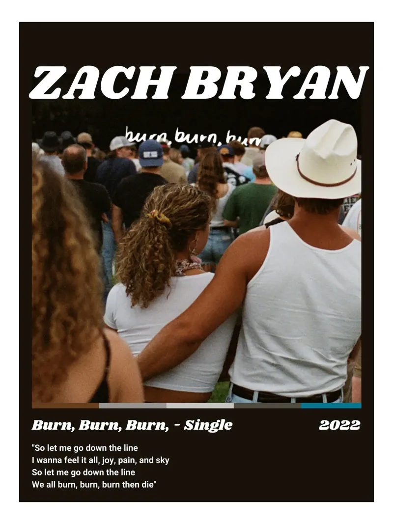 Zach Bryan Alternative Burn, Burn, Burn, Portada metacrilato de guesmatarko