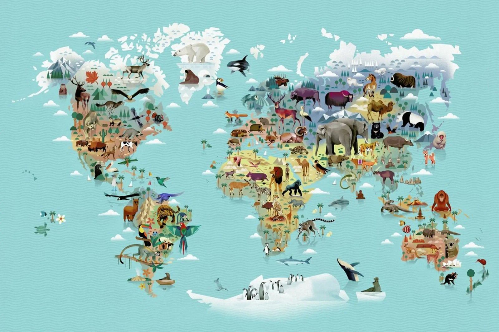 Worldmap Of Animals poster de Dieter Braun