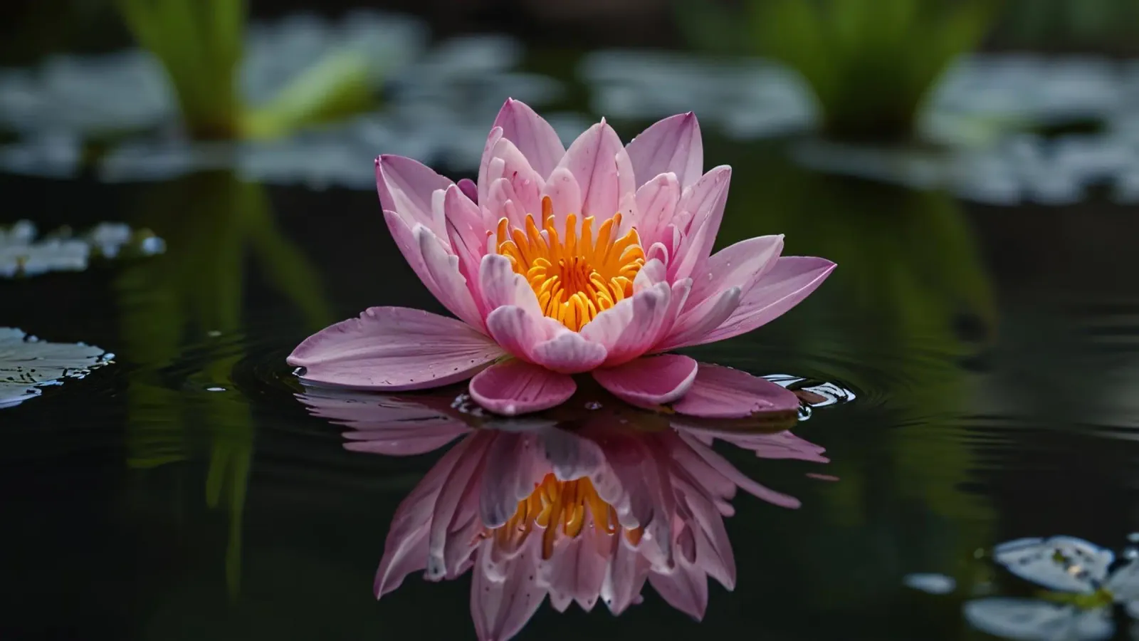 Una colorata ninfea rosa fiorisce con grazia pellicola backlit da DesignDoodle