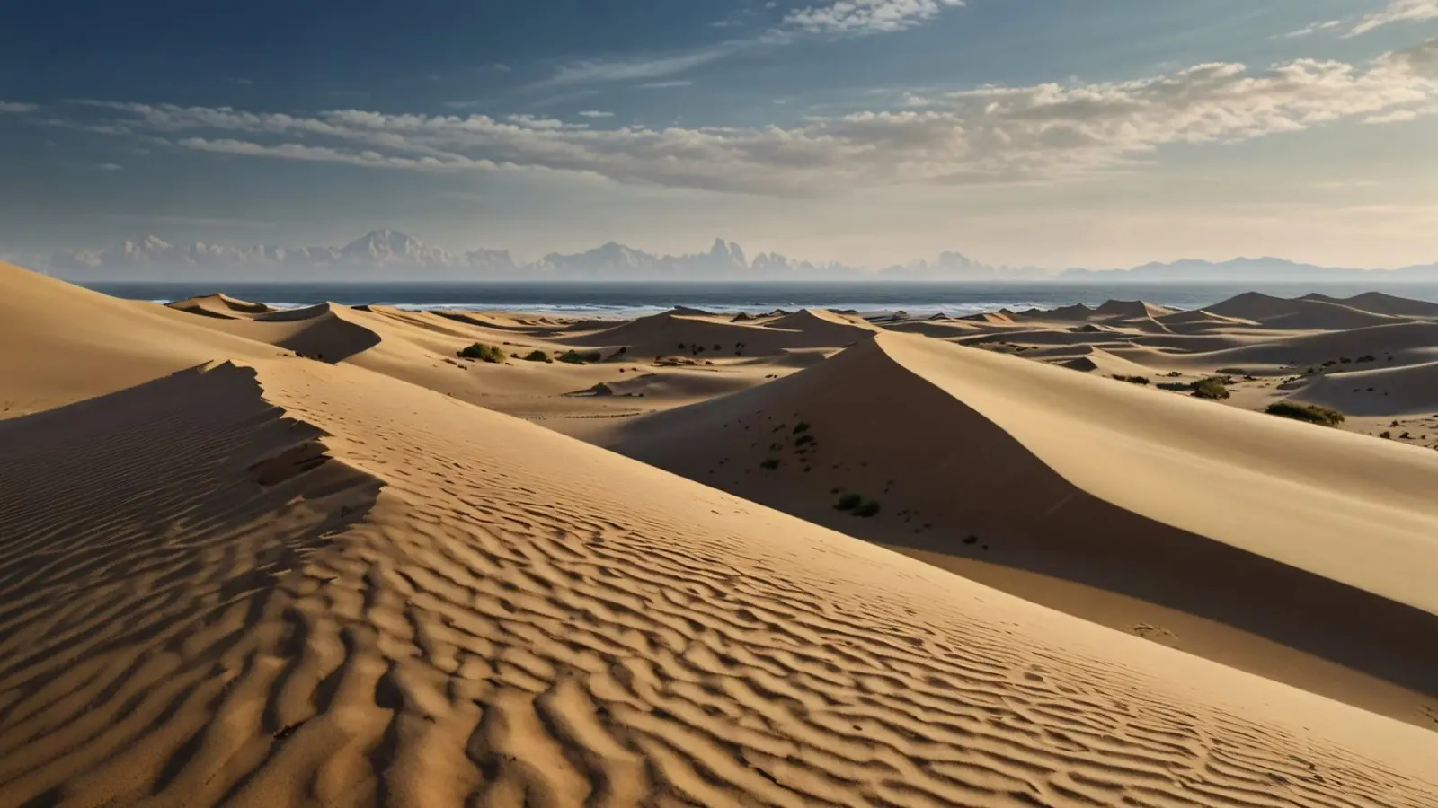 La luce del mattino illumina le vaste dune di sabbia pellicola backlit da DesignDoodle