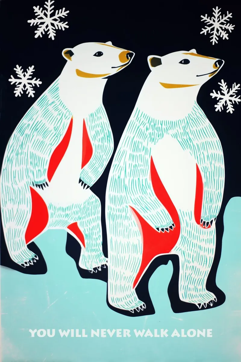 Arctic couple relationship | You will never walk alone canvas with Floater frame by Autofocus