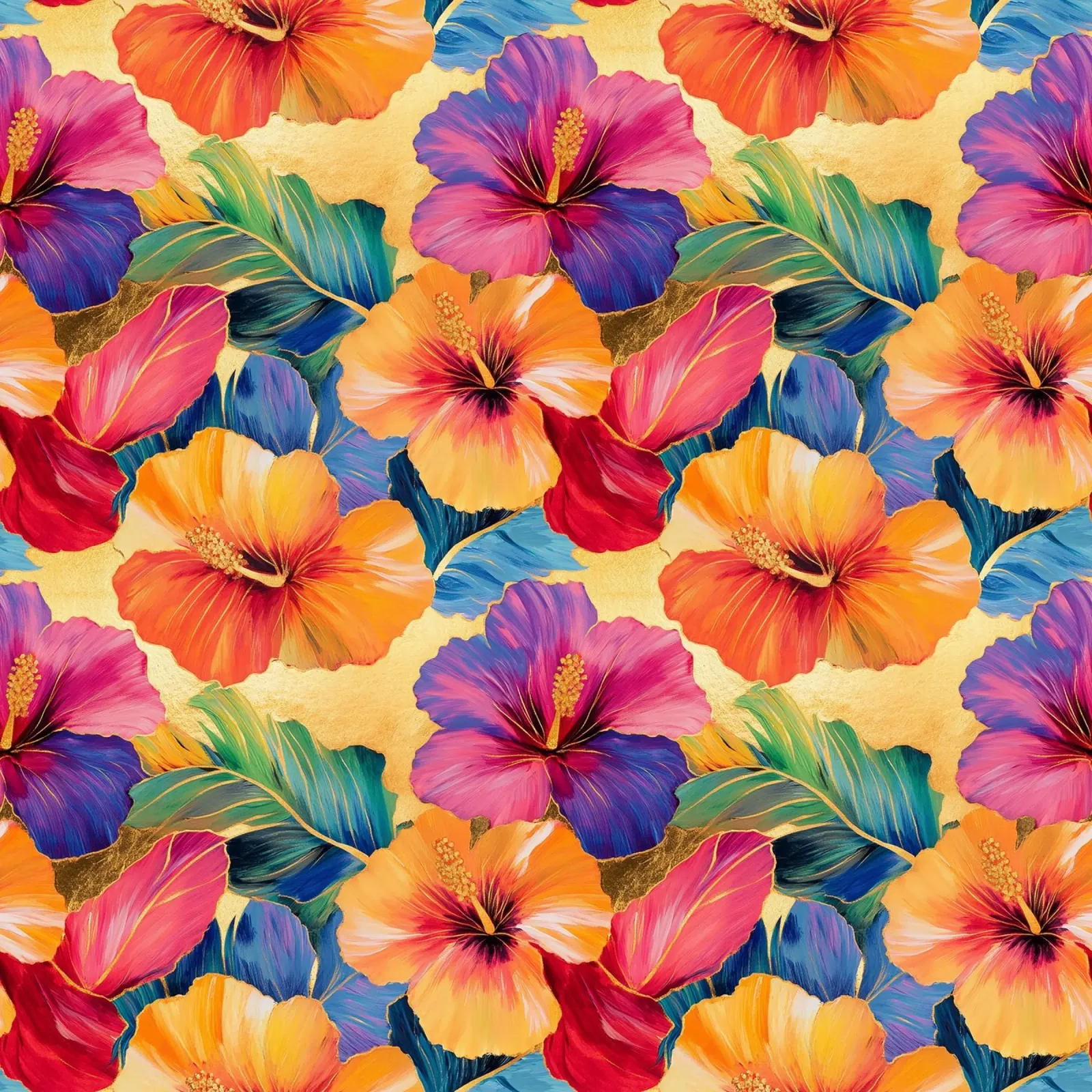 Fiori hawaiani dorati plexiglass da Botanical Pattern House