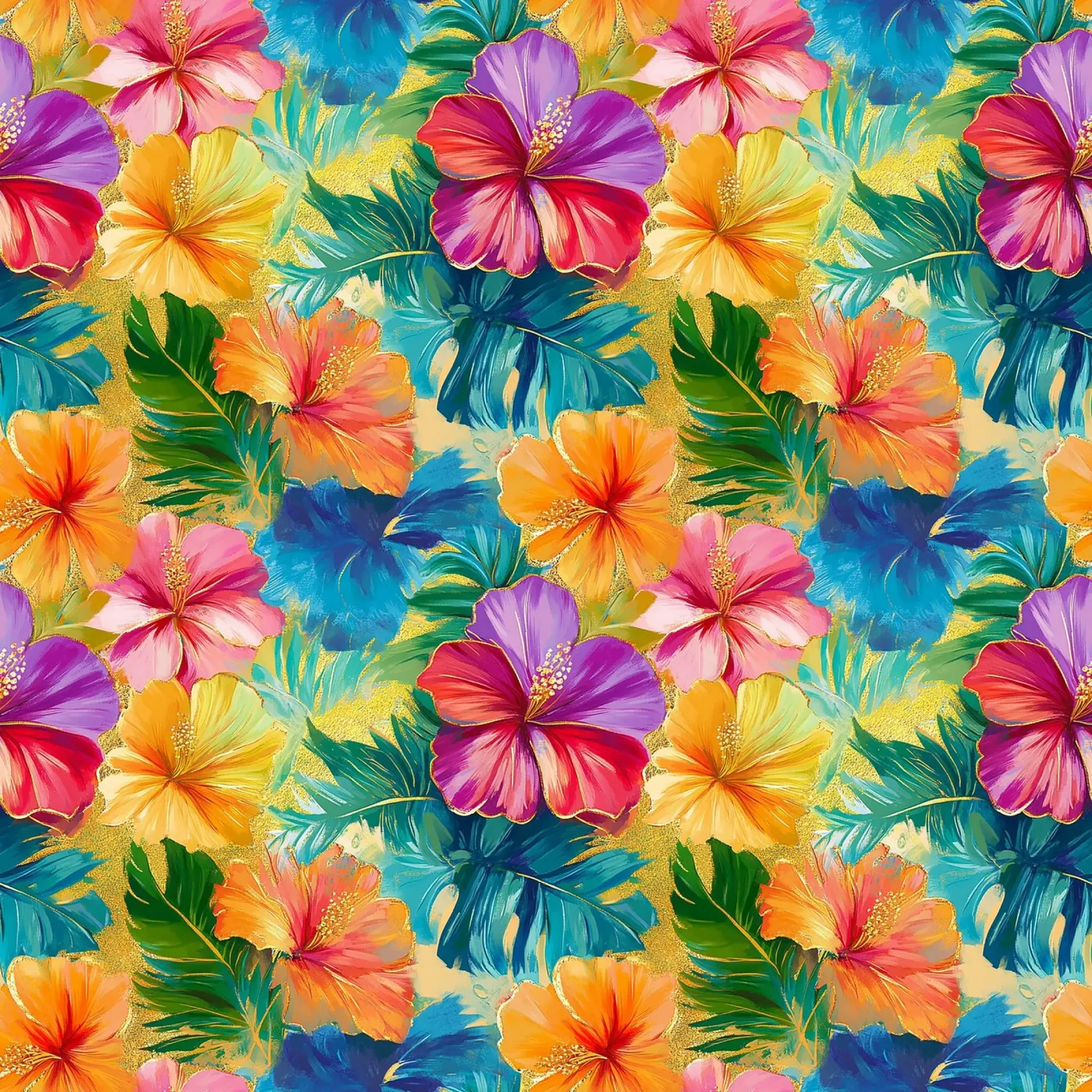 Fiori hawaiani dorati pellicola backlit da Botanical Pattern House
