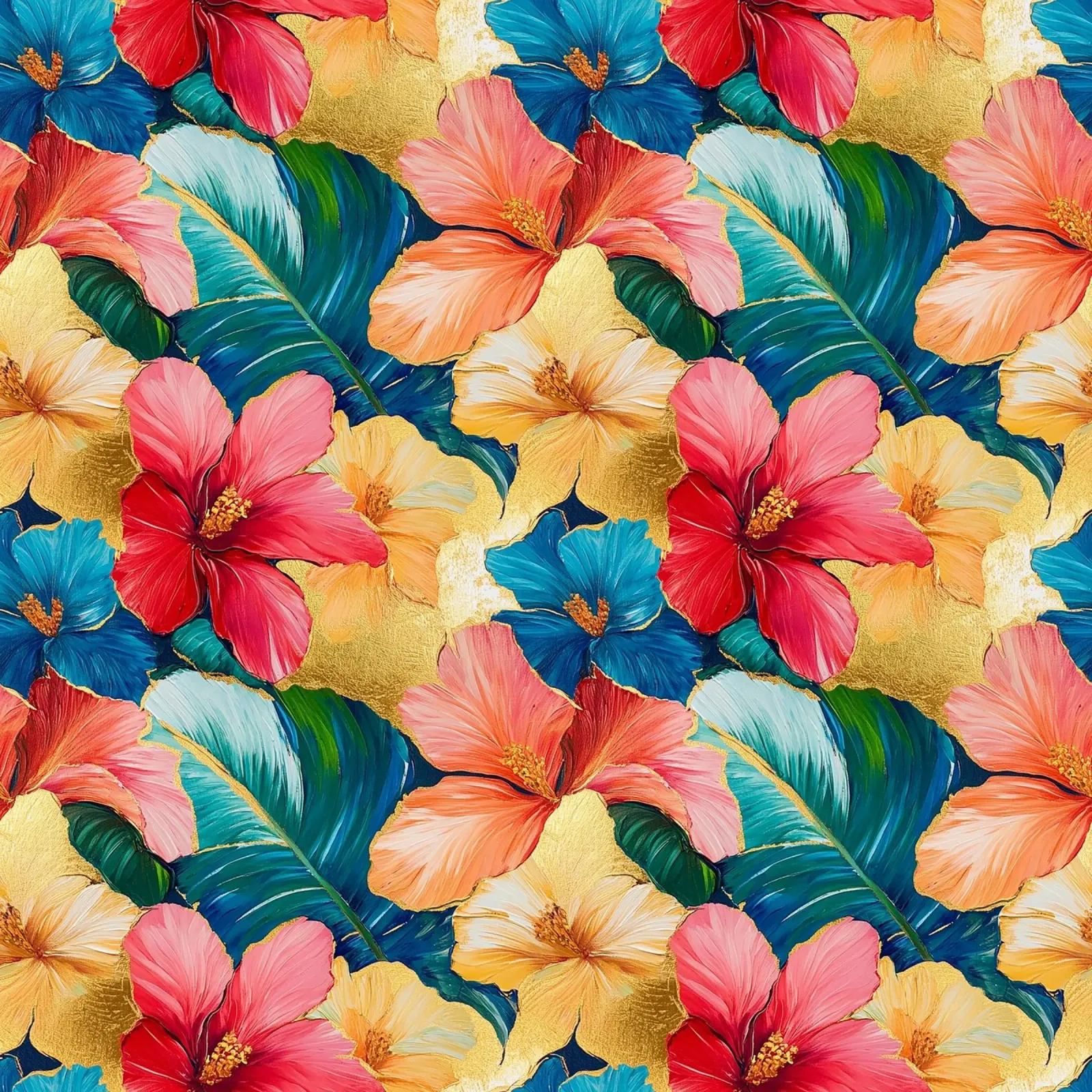 Fiori hawaiani dorati pellicola backlit da Botanical Pattern House