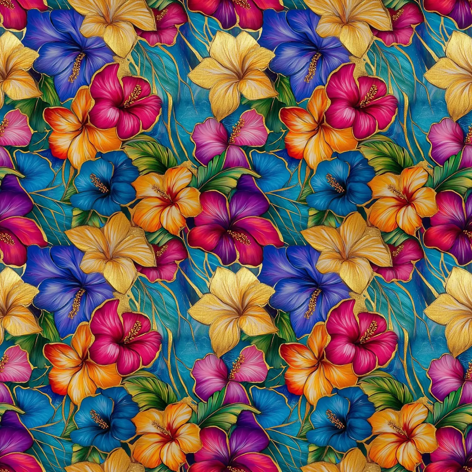 Flores hawaianas doradas placa de forex de Botanical Pattern House