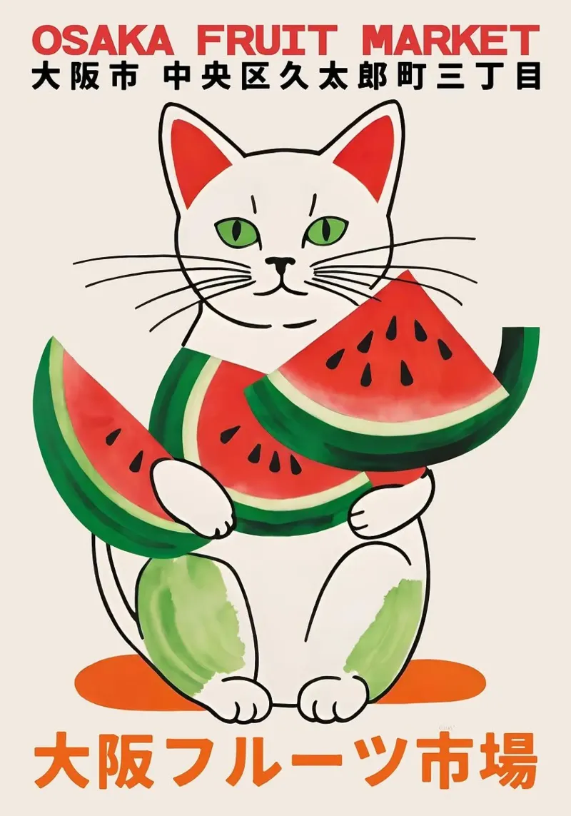 Wassermelone Katze Hahnemühle von John C Labut
