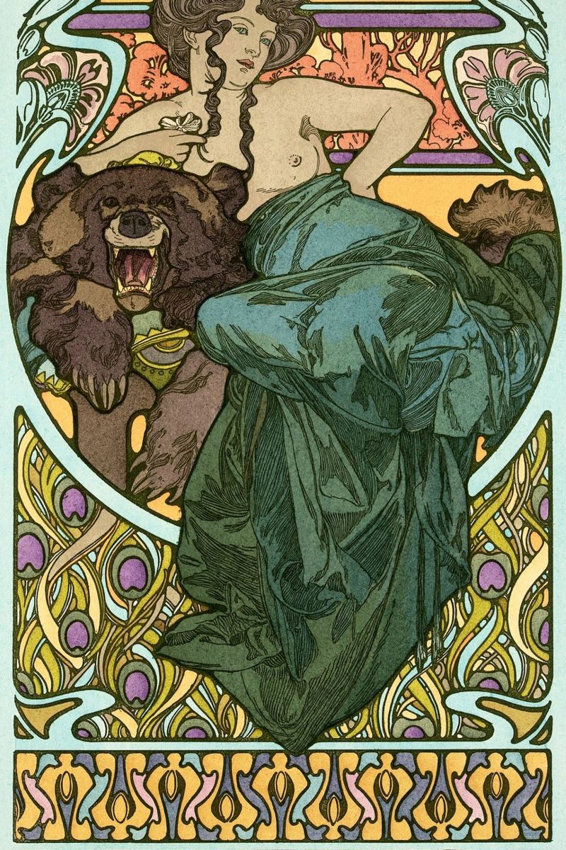 Alphonse Mucha - Frau und Bär (1902) Poster von Analic