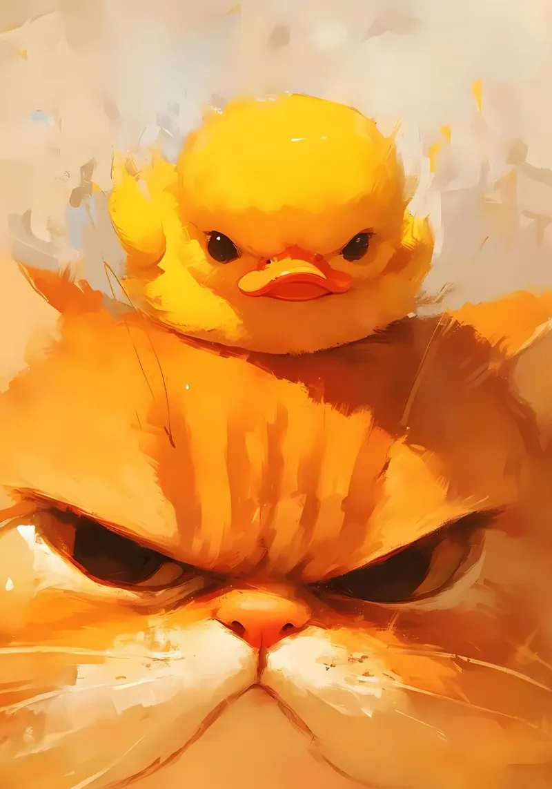 chat caneton animaux chat orange caneton jaune grands yeux hahnemühle de Ashish Kashyap