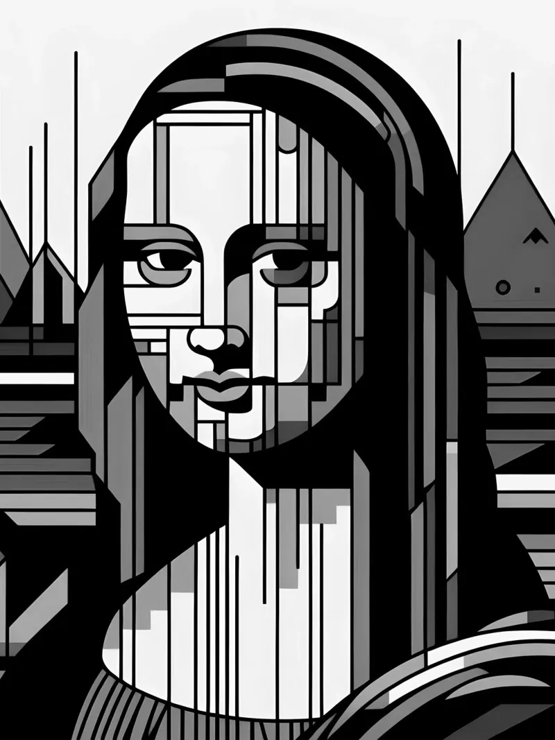MONA LISA IN BIANCO E NERO STILE BAUHAUS pellicola backlit da ARTOMATIC