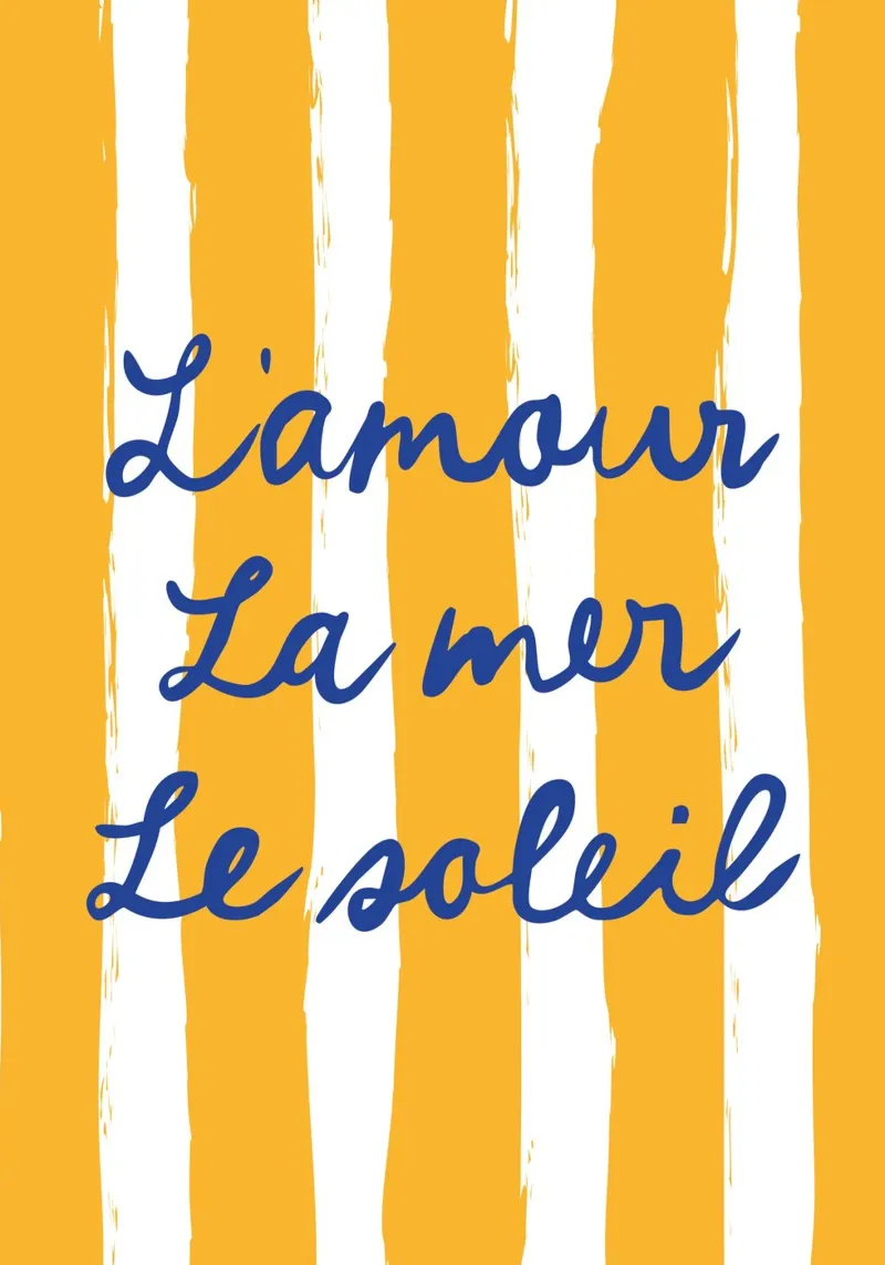 l'amour, la mer, le soleil canvas met Baklijst van modeern