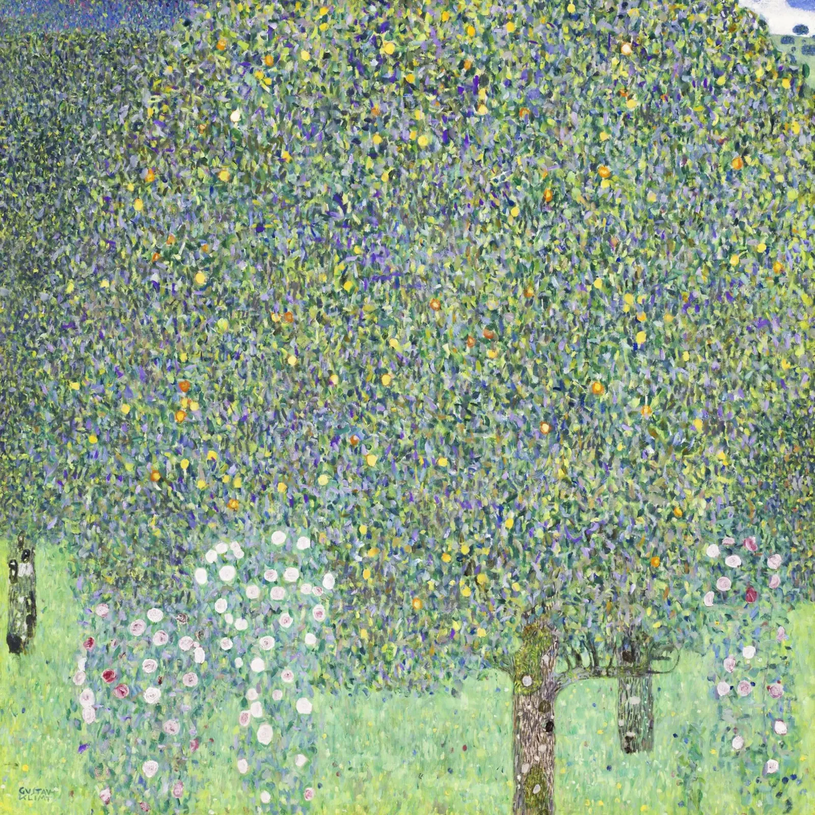 "Rosensträucher unter Bäumen (1905) - Gustav Klimt Kunstdruck Hahnemühle von Venus Art