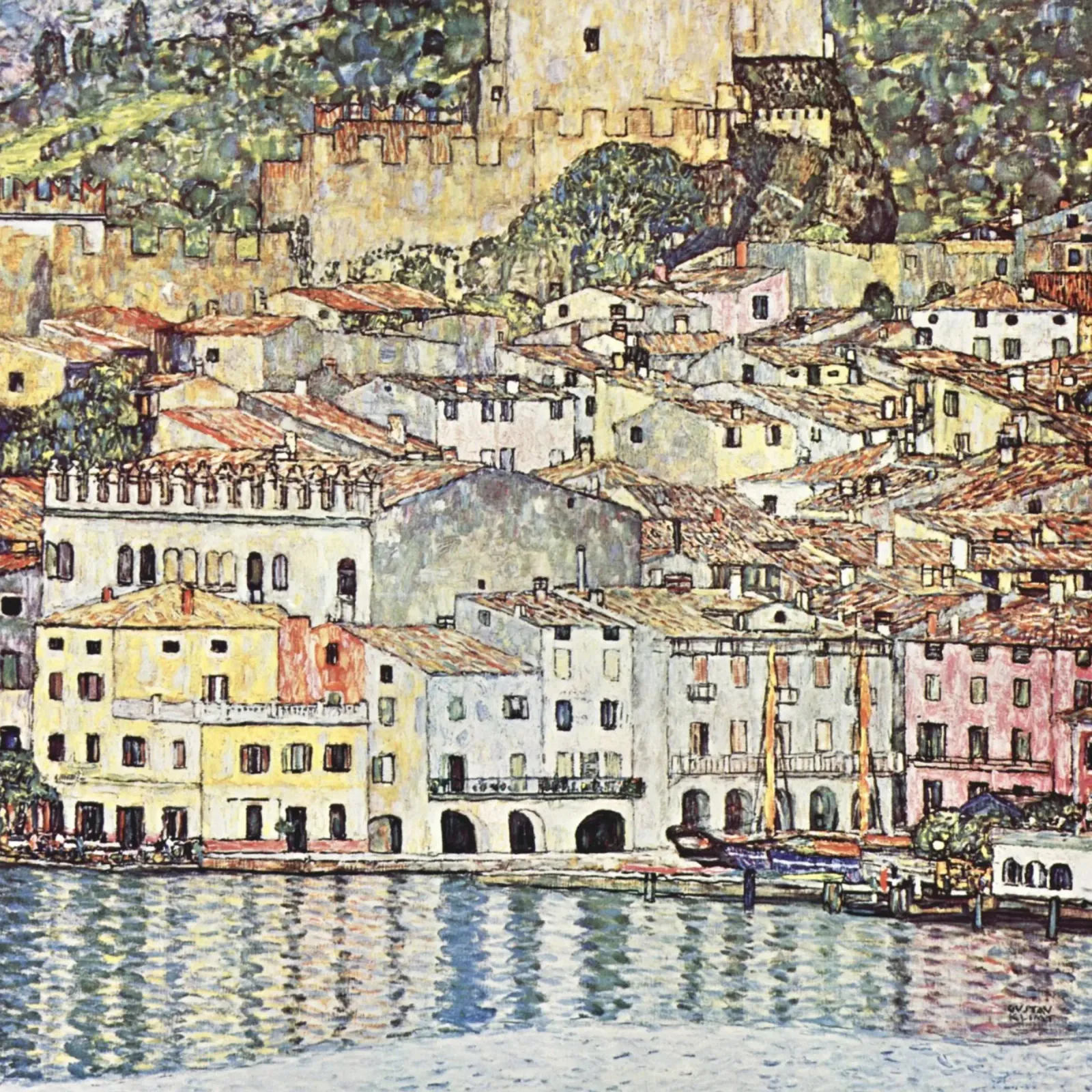 Malcesine sul lago di Garda di Gustav Klimt 1913 poster con telaio in plastica da Venus Art