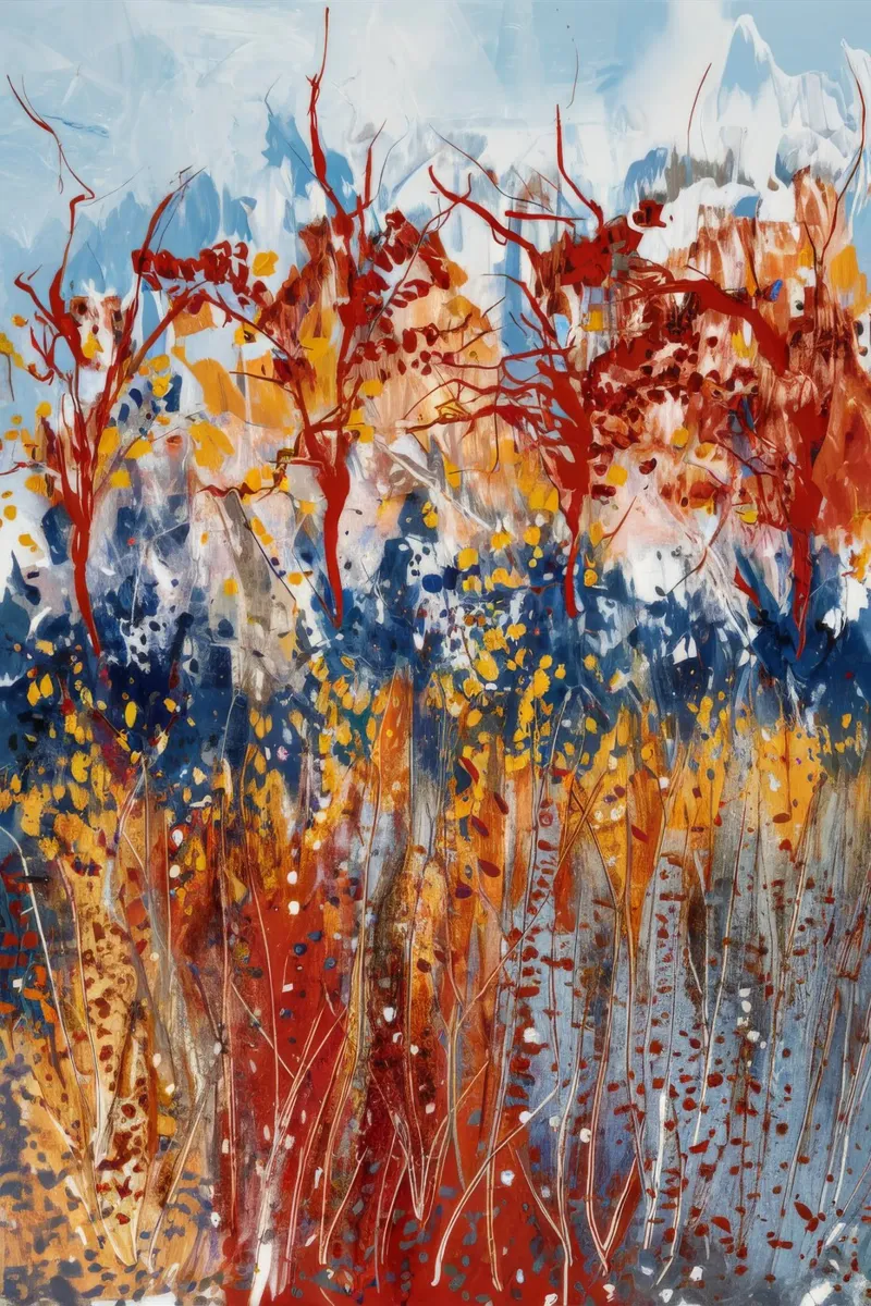Vurige bloemen symfonie acryl van Verve Pigments