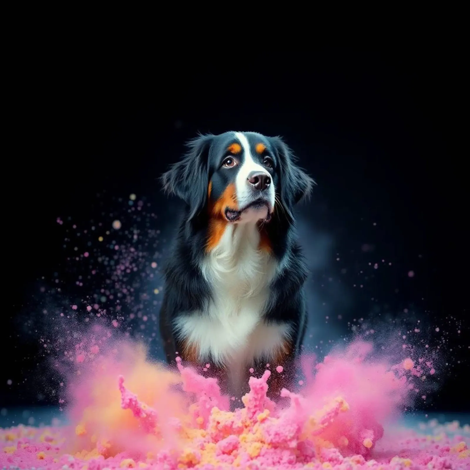 The colorful Bernese Mountain Dog #146 canvas with Floater frame by Yumis.Beargang.and.Me