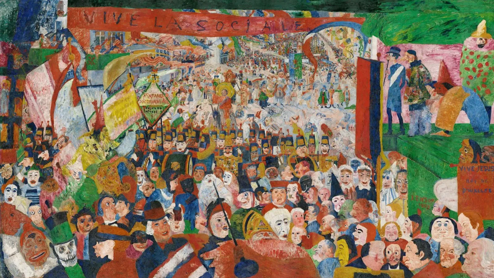Christus' intrede in Brussel in 1889 - James Ensor Art Print canvas van Venus Art
