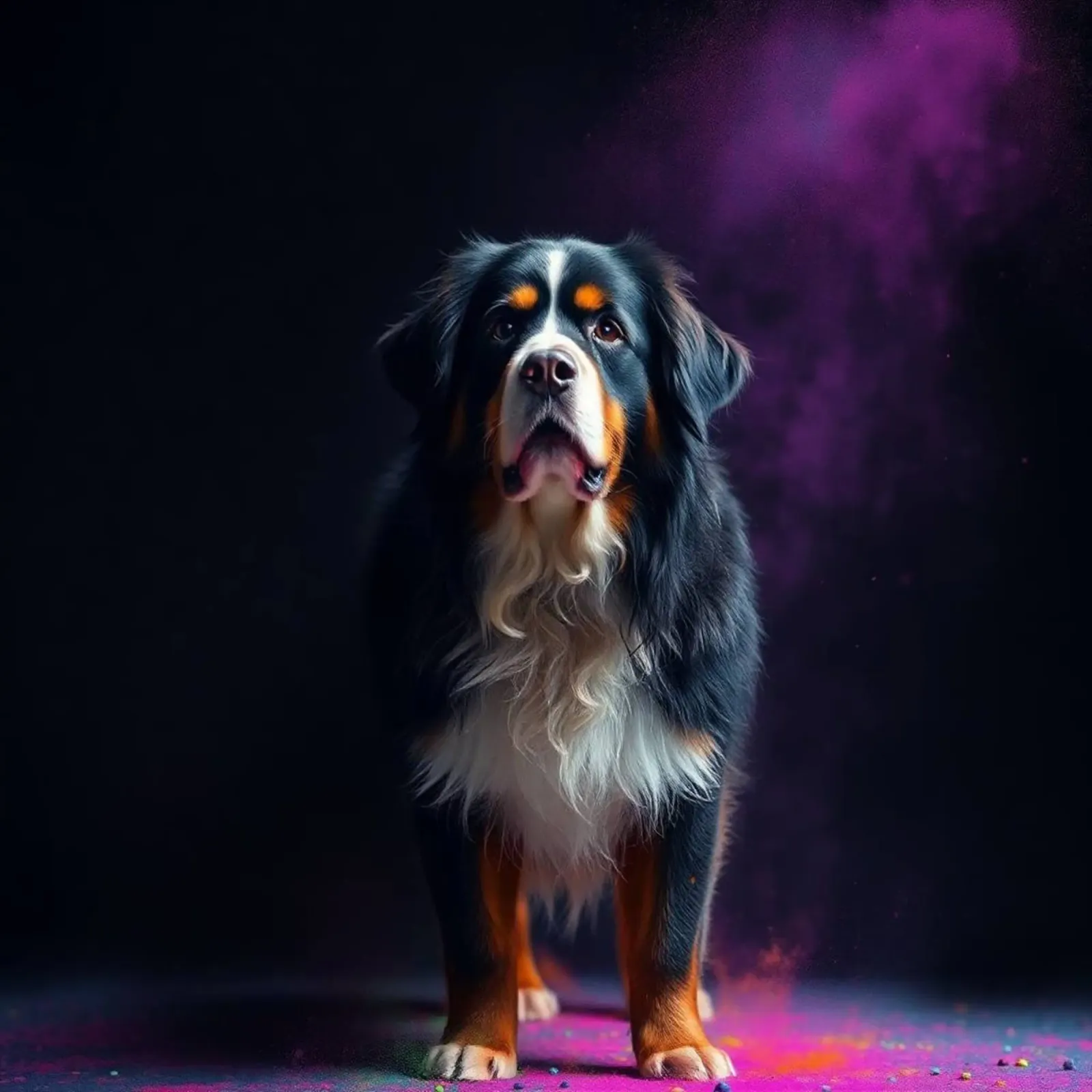 The colorful Bernese Mountain Dog #153 canvas with Floater frame by Yumis.Beargang.and.Me