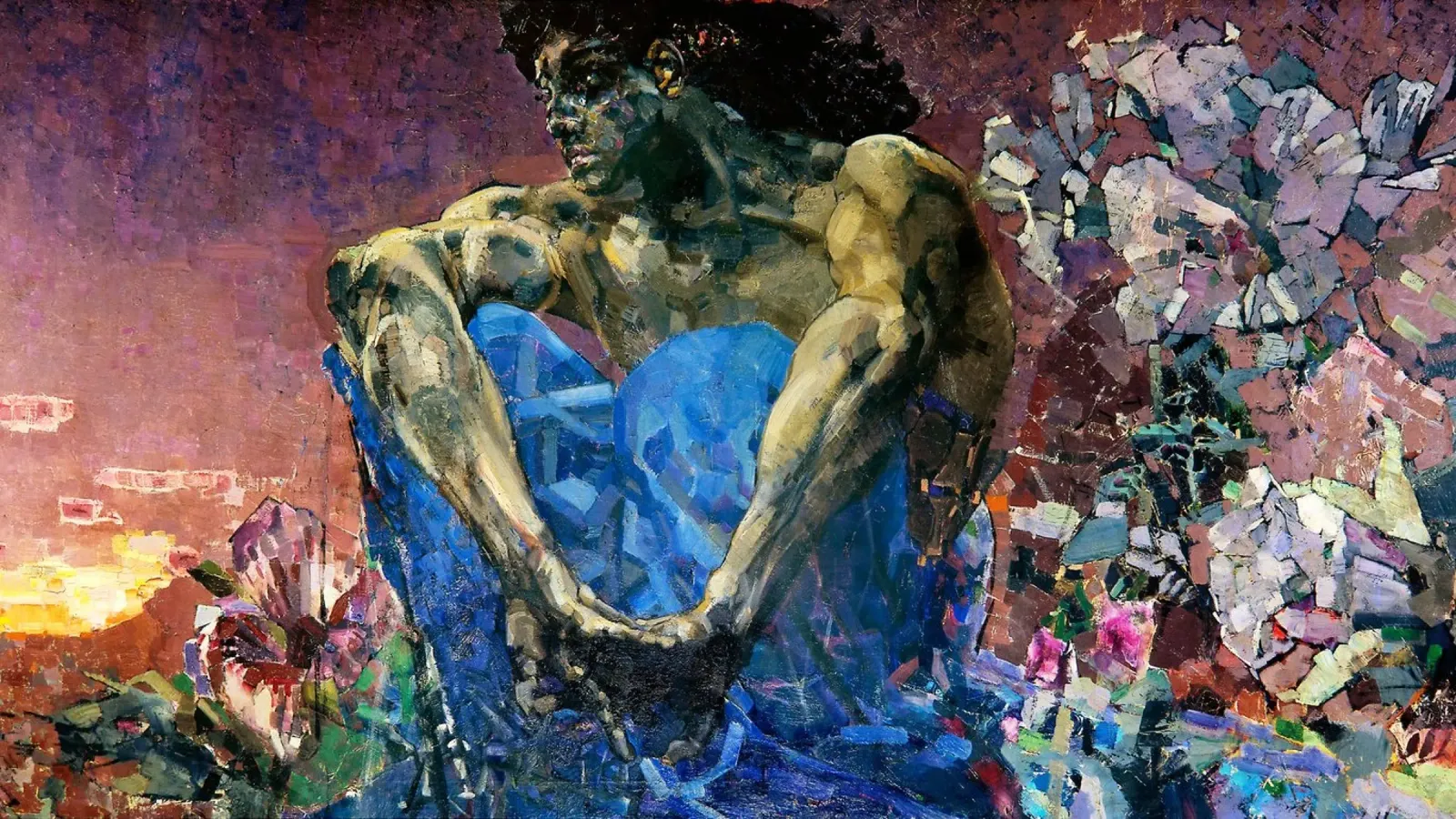 Sitzender Dämon (1890) - Mikhail Vrubel Kunstdruck Hahnemühle von Venus Art