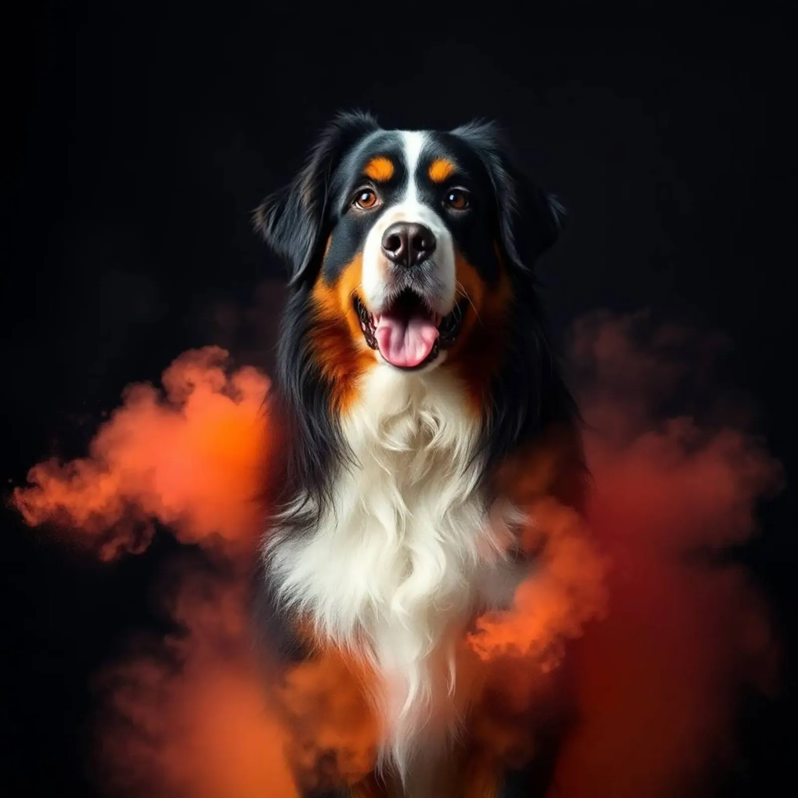 The colorful Bernese Mountain Dog #154 canvas with Floater frame by Yumis.Beargang.and.Me