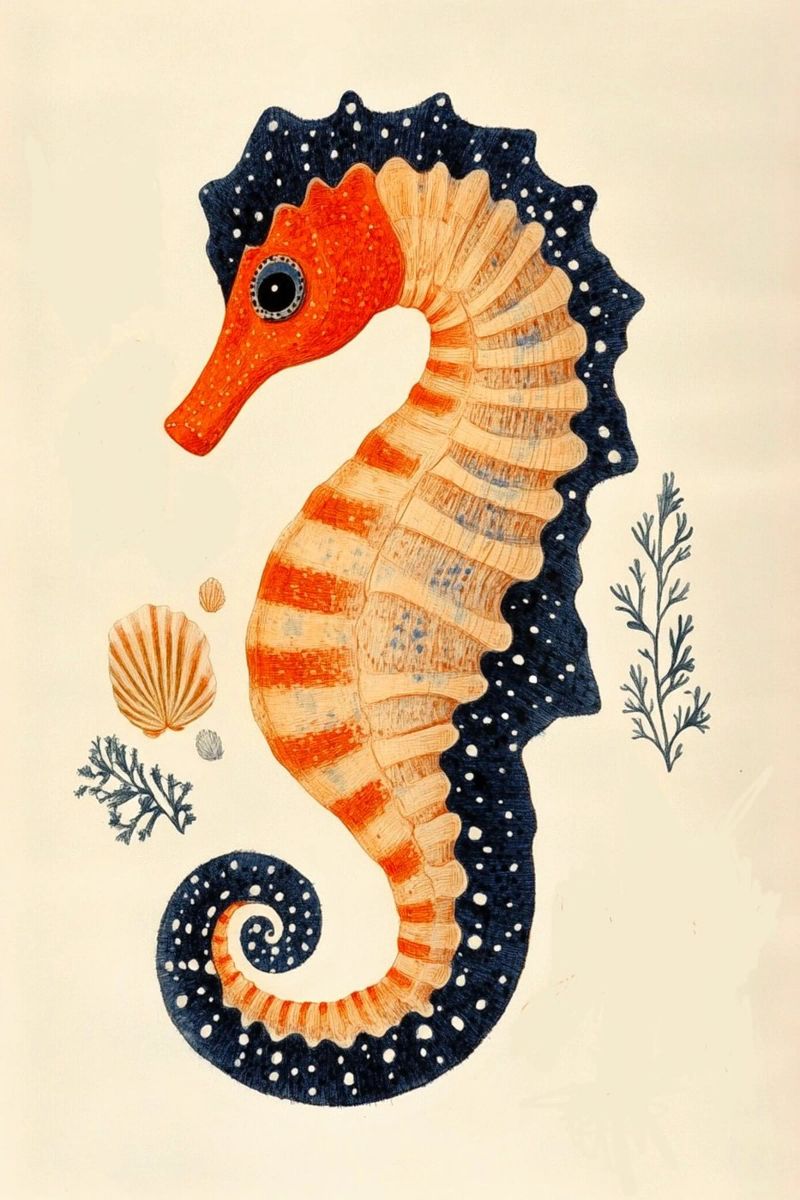 Seahorse blue-orange poster by Curious Canvas