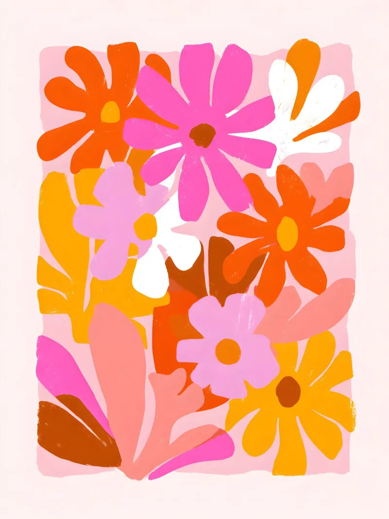 Abstract Summer Flowers poster con telaio in legno da Gypsy Galleria