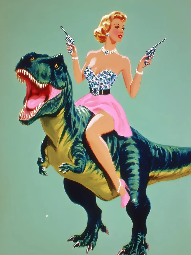 Riding the T-Rex plexiglass da Gypsy Galleria