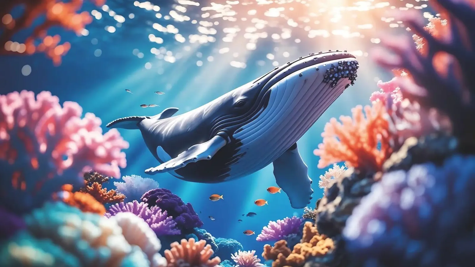 🪸🐳 Megattera lungo la barriera corallina (1) carta hahnemühle da Trinkets NL Design Studio