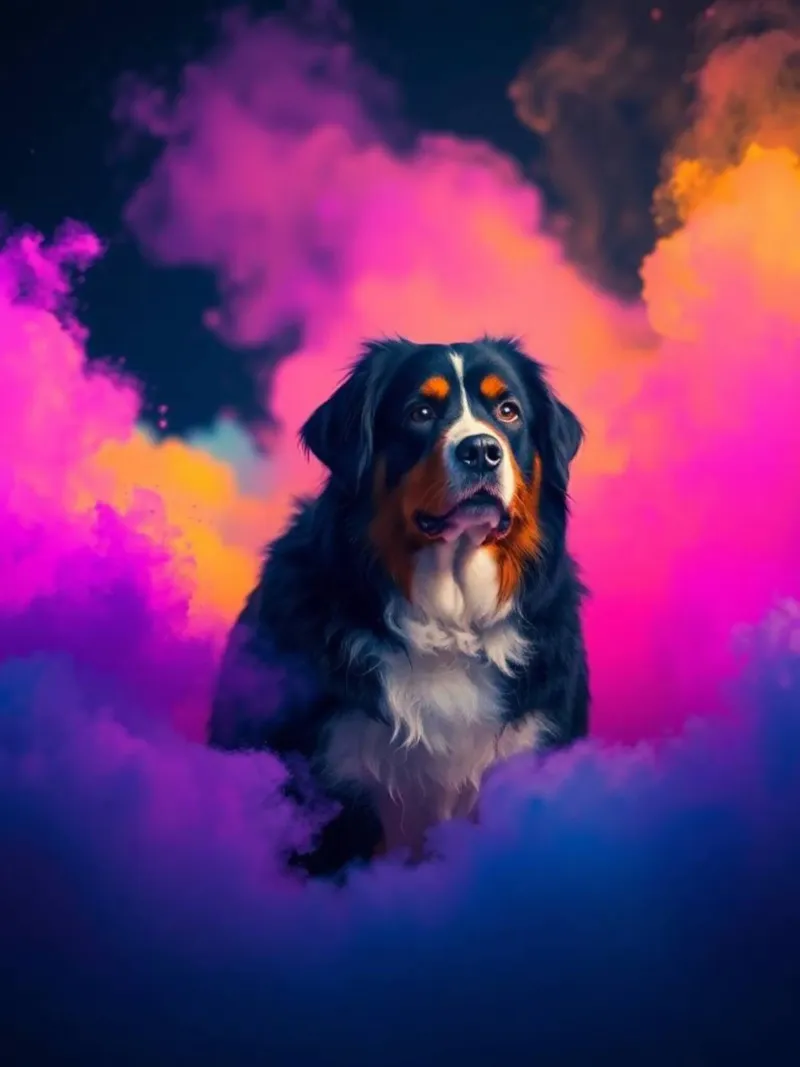 The colorful Bernese Mountain Dog #161 alu-dibond by Yumis.Beargang.and.Me