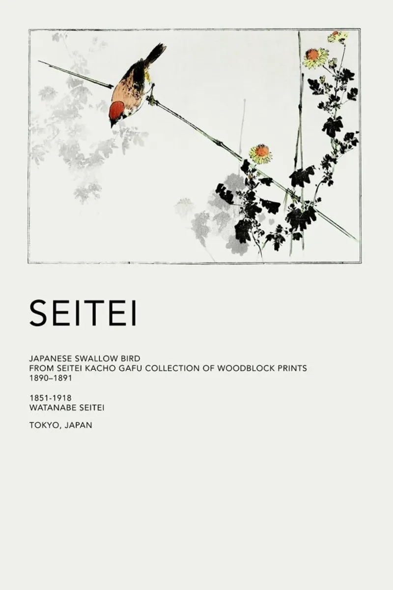 Seitei - Japanese Swallow Bird alu-dibond by Vintage by JUNIQE