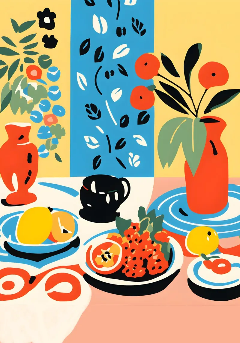 Fruits and vases poster con telaio in plastica da LisaArtes