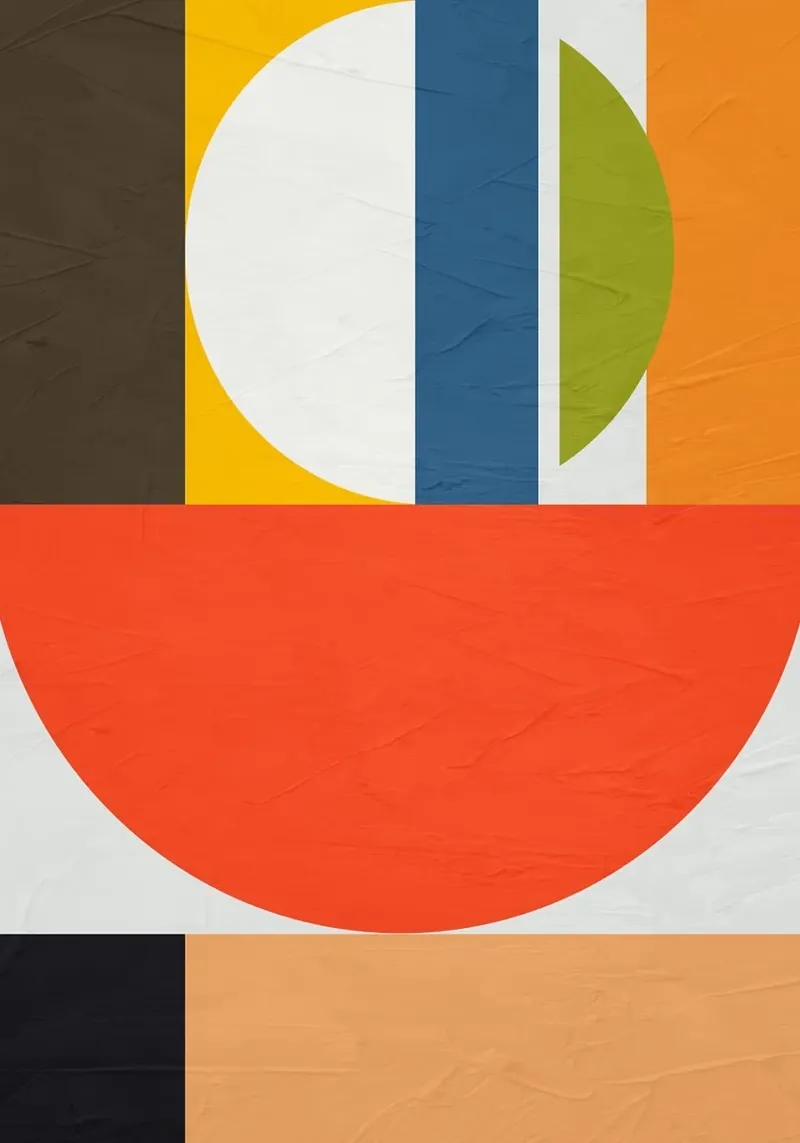 geometric shapes circle half-circle rectangles lines color b canvas by Gloria A Kifyuk