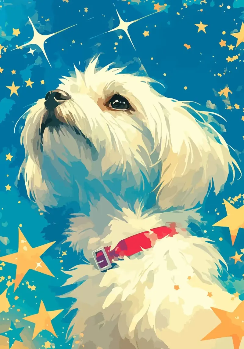 cane stelle costellazione animale domestico canino collare rosso pelliccia soffice nig poster con telaio in alluminio da minerva santiago