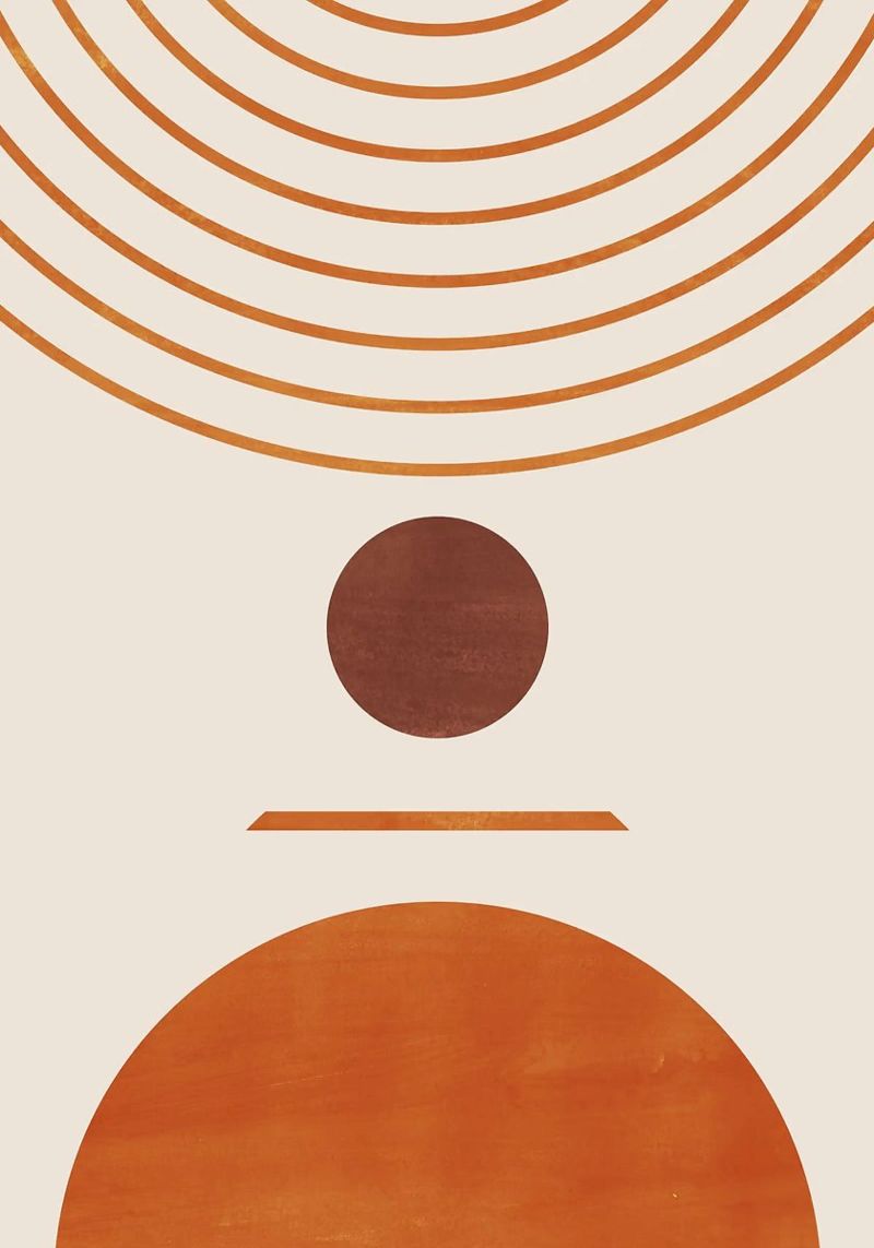 cerchio semicerchio linee curve forme geometriche arancio marrone poster da Hien T Huynh