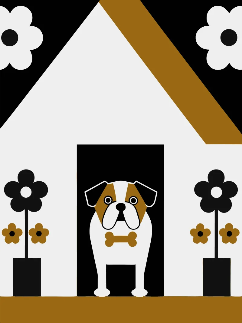 Bulldog e fiore tela con Cornice a cassetta da LOOK DIFFERENT
