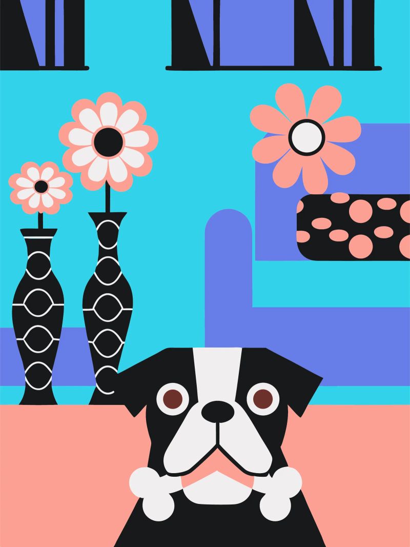 Bulldog and Flower poster by LOOK DIFFERENT