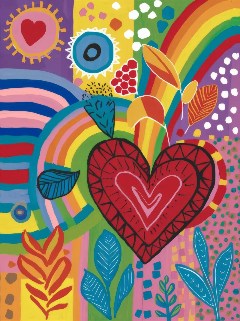 Sacred Heart Bloom canvas with Floater frame by Zep Layers