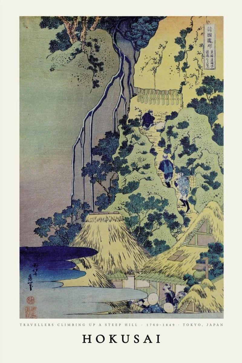 Hokusai - Travellers Climbing up a Steep Hill toile de ARTOTHEK