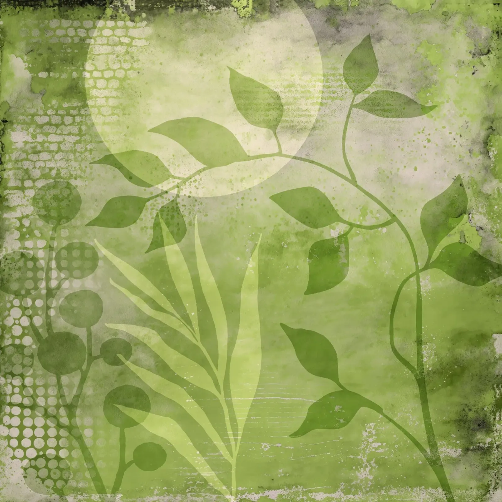 Arte botanica astratta a tecnica mista Greenery poster con telaio in plastica da Andrea Haase Modern Home
