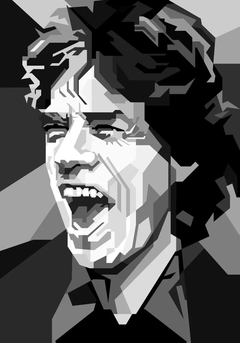 Mick Jagger Star del rock britannico di tendenza ora poster con telaio in legno da Artkreator