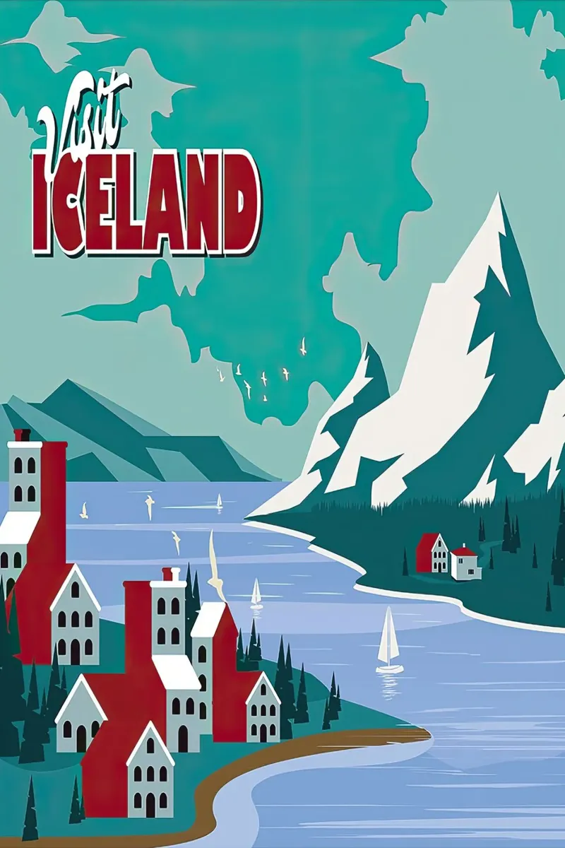 Reizen - Bezoek IJsland Mooi canvas met Baklijst van busaw