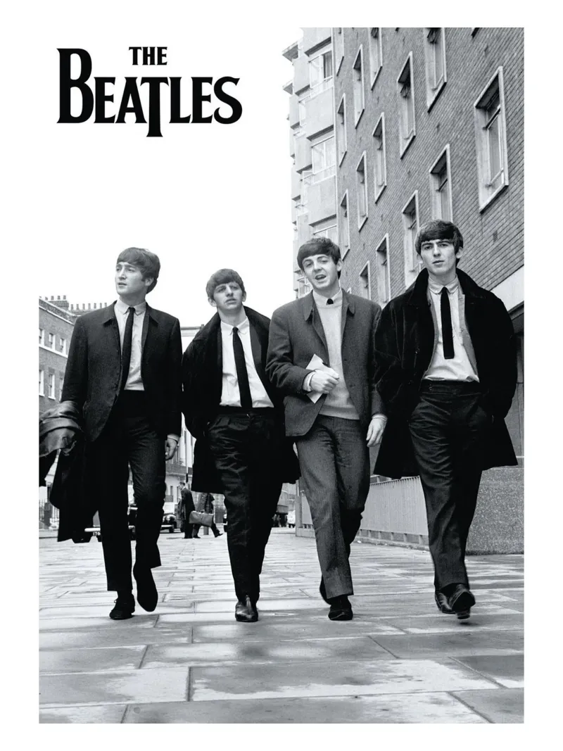 Ritratto in stile cool del tour della band dei Beatles poster con telaio in alluminio da darsa