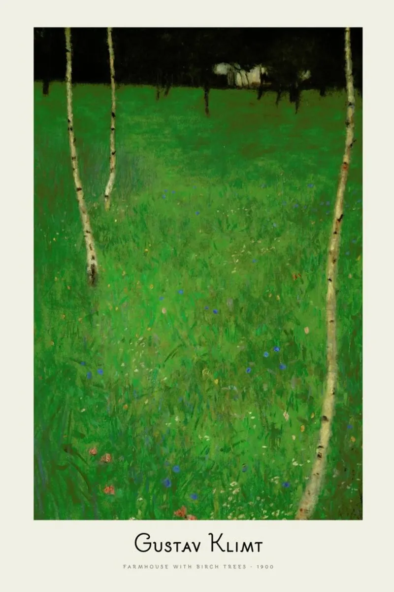 Klimt - Farmhouse with Birch Trees carta hahnemühle da ARTOTHEK