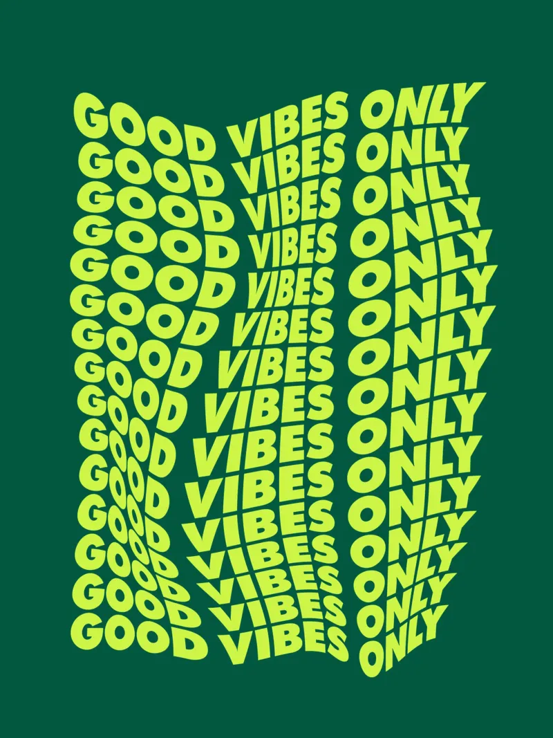 Good Vibes Only Retro Typography Print Neón Verde Amarillo metacrilato de THE MOTIVATED TYPE