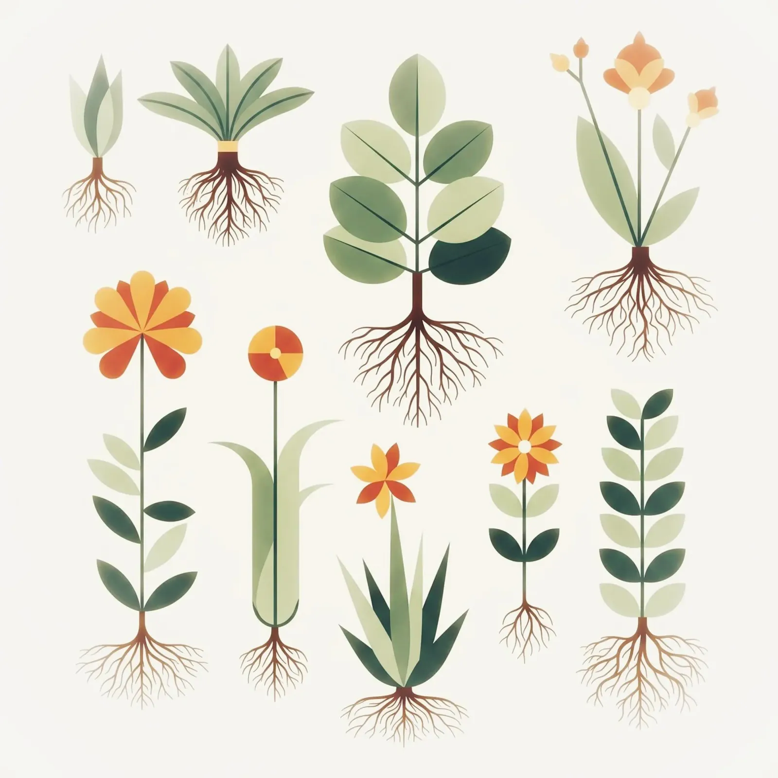 Floral bauhaus #029: Rooted in Beauty - Botanical Forms poster con telaio in legno da Zen Design