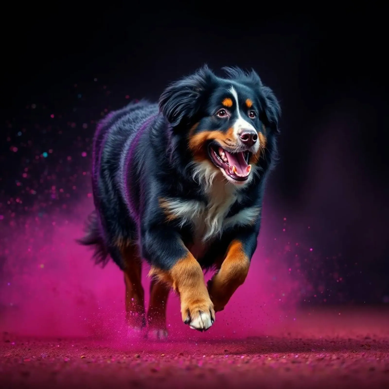 De kleurrijke Berner Sennenhond #179 canvas met Baklijst van Yumis.Beargang.and.Me
