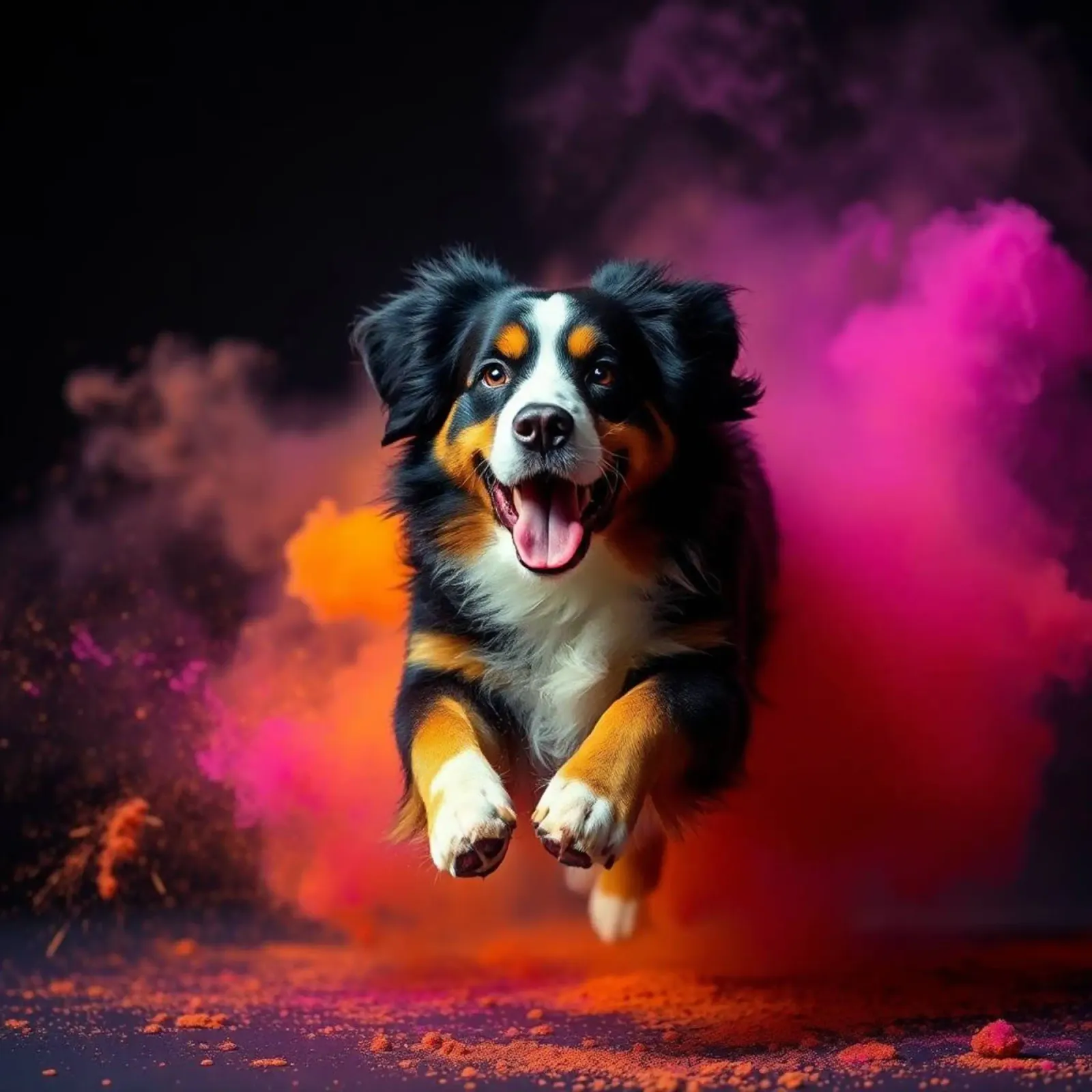 The colorful Bernese Mountain Dog #192 canvas with Floater frame by Yumis.Beargang.and.Me