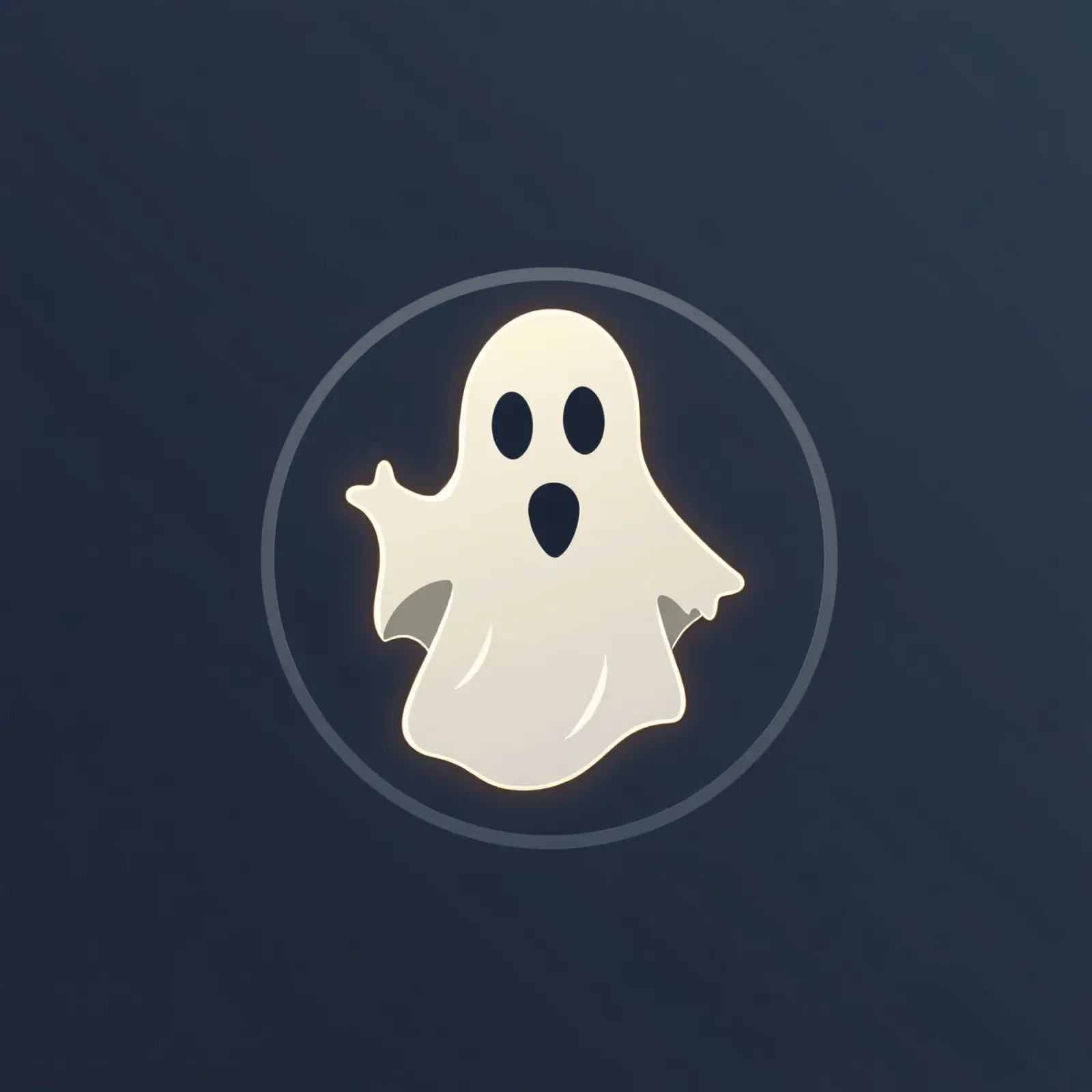 Cartoon ghost with surprised expression on dark background canvas by DesignDoodle