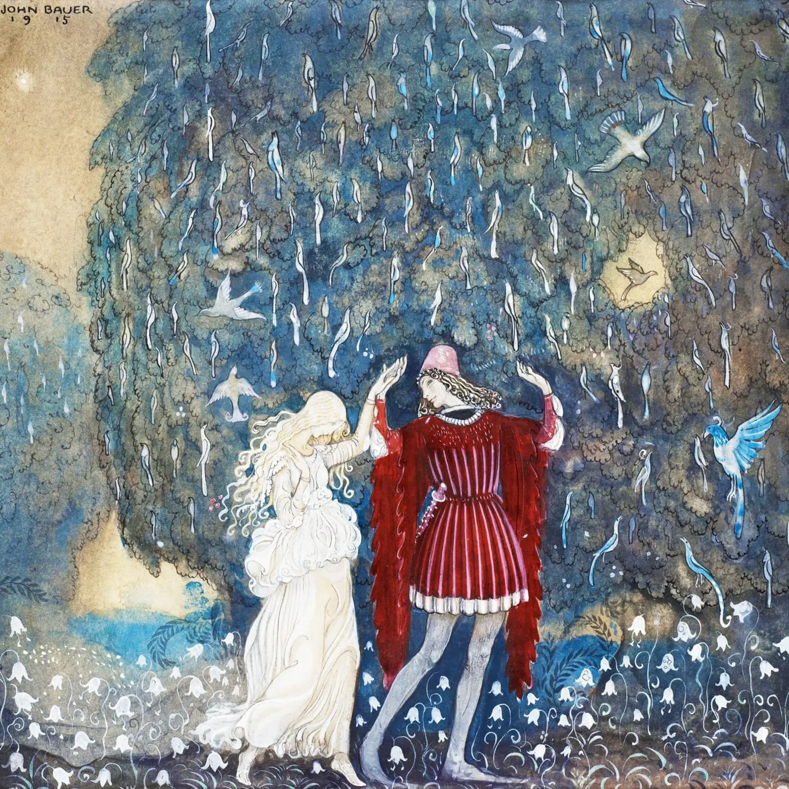"Lena balla con il cavaliere" (1915) di John Bauer alluminio dibond da Venus Art