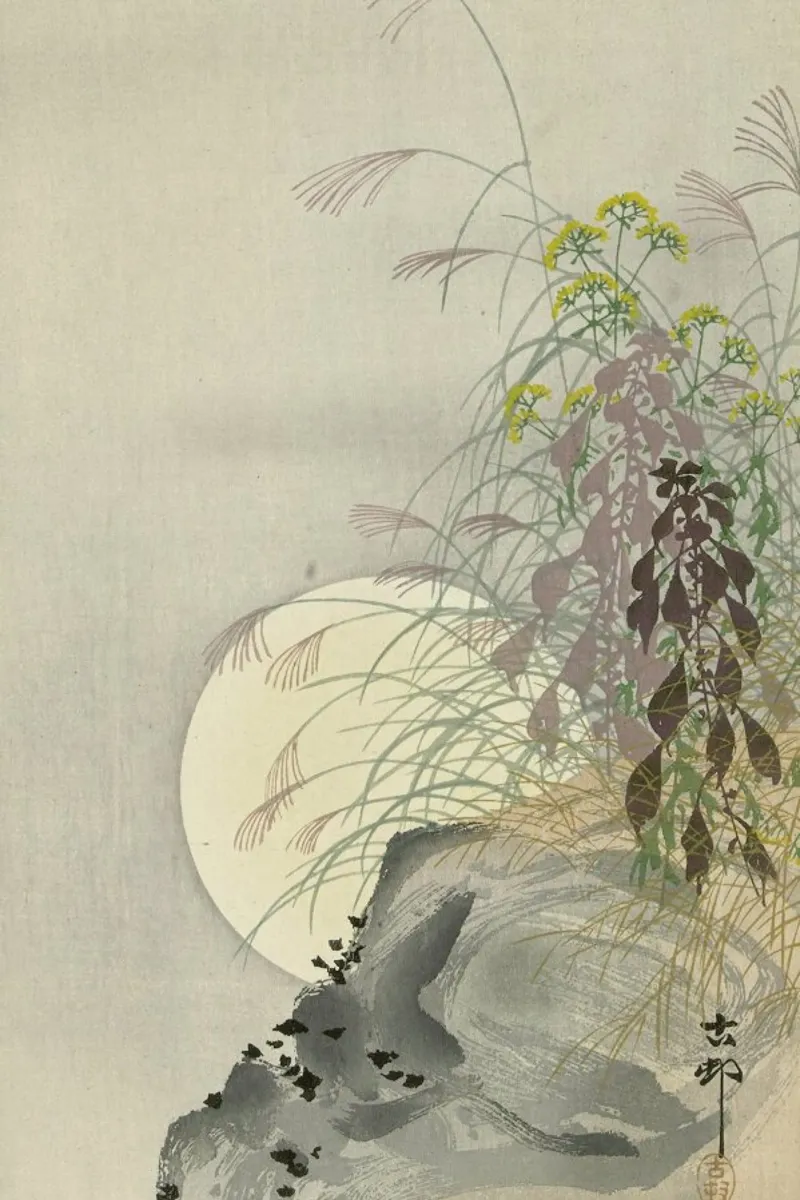 Shôson - Grasses at Full Moon poster con telaio in plastica da ARTOTHEK