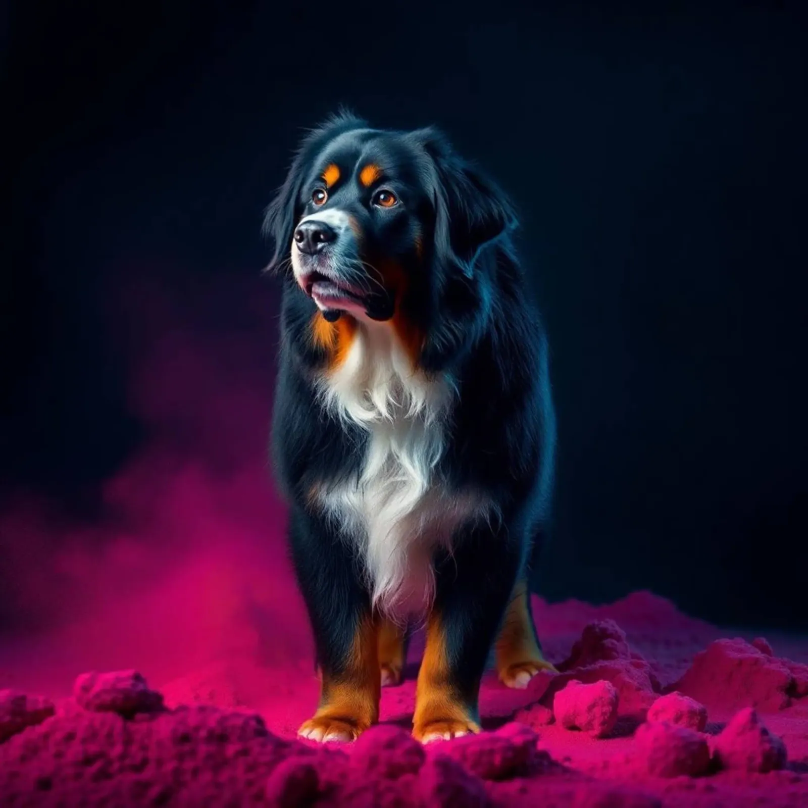 The colorful Bernese Mountain Dog #201 canvas with Floater frame by Yumis.Beargang.and.Me