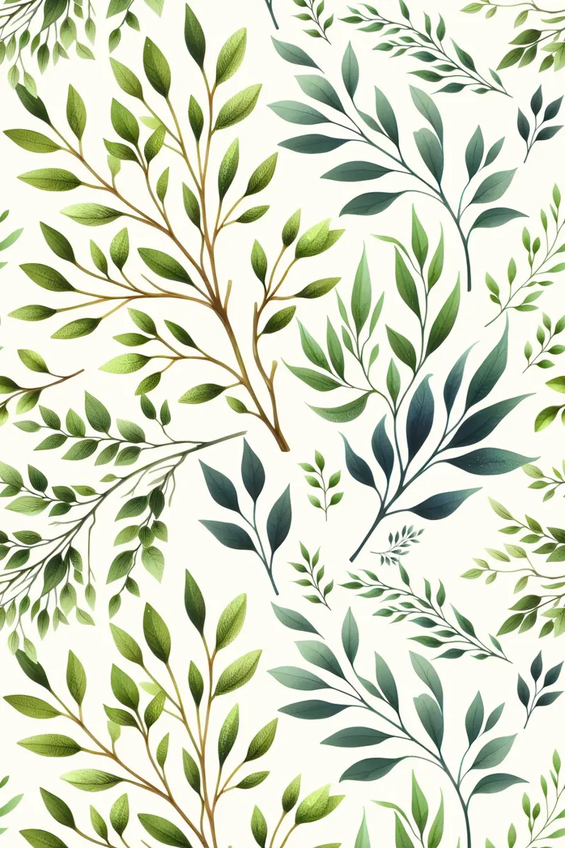Branches Botanical Print Green and Cream canvas by SilverPegasus